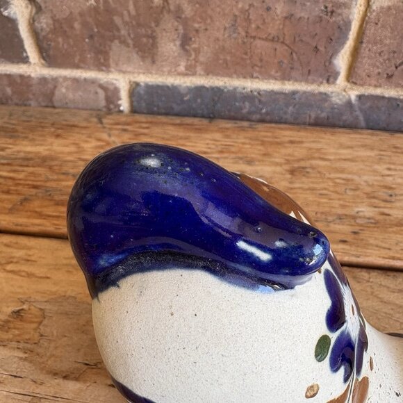 Vtg Tonala Mexican Pottery Cat Figurine Hand Painted Stretching Pose 5.25" - Picture 2 of 12